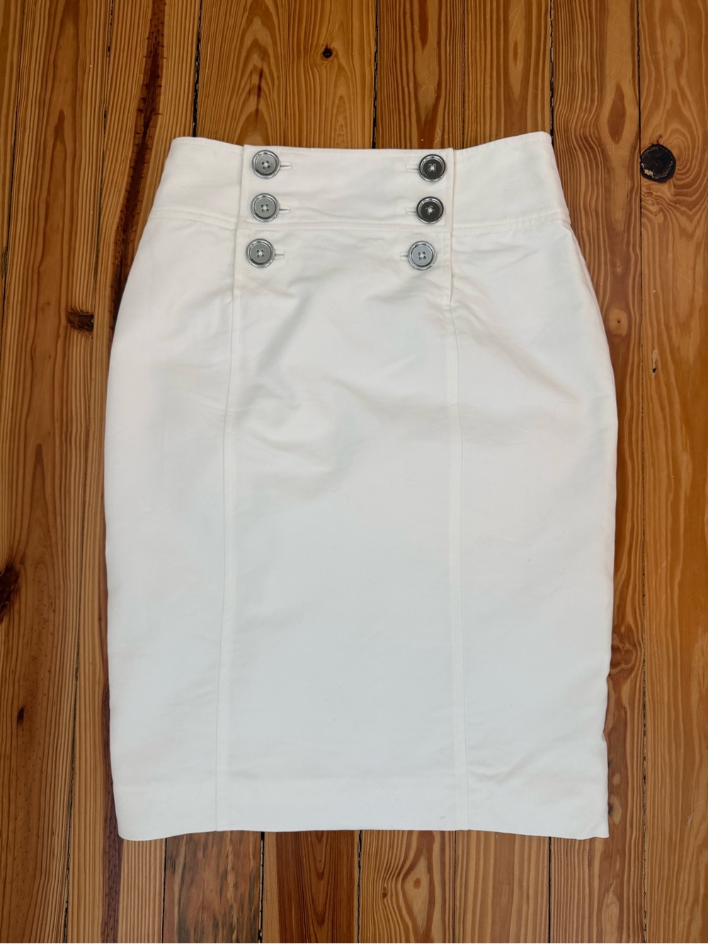 Ralph Lauren Black Label White Sailor Double-Button Pencil Skirt
